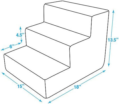 Best Pet Supplies Dog Stairs & Steps - Foam Steps for Small Dogs & Cats, Non-Slip Indoor Balanced Pet Step Support, Dog Ramp, No Assembly, Dark Gray Linen, 3-Step (13.5-inch Height) - Image 4