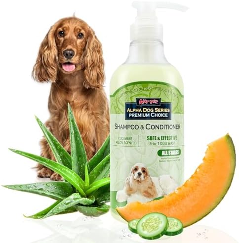 All Stages Dog Grooming Natural Dog Shampoo and Conditioner with Aloe Vera, pH balanced Shampoo for Dogs, Tear-Free, Moisturizing Dog Shampoo for Sensitive Skin - 26.4 Oz by AlphaDogSeries