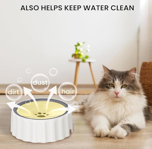 Dog Small Animals Water Bowl No Spill 70oz/2L Large Capacity Dispenser Non Slip No Splash Small Animals Bowl Pet Slow Feeder No Drip Dog Water Bowl on Vehicle for Dogs and Cats - Beige - Image 7