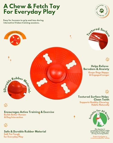 Deeow Squeaky Dog Frisbee/Flying Disc/Flyer-Natural Rubber 6.5'' Spaceship - Image 4