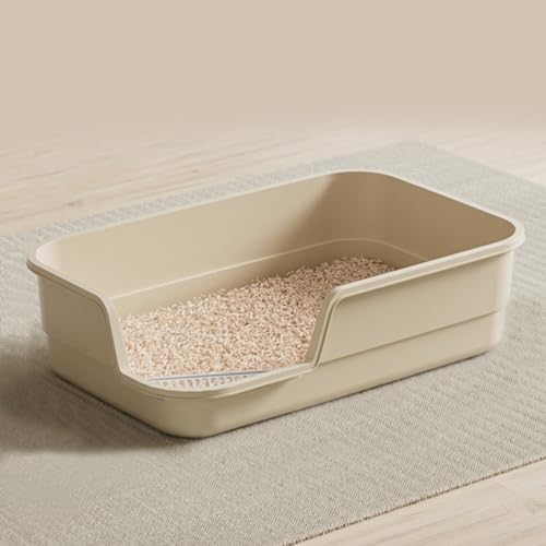 Extra Large Cat Litter Box with High Sides,Cats Boxes for Indoor Cats,Cat Litter Pan for Kitty,Litter Box with Low Entry,Easy to Clean,Anti-Splashing,23.6" x15.7" x5.9" (White) by LoopTime