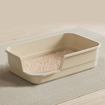 Extra Large Cat Litter Box with High Sides,Cats Boxes for Indoor Cats,Cat Litter Pan for Kitty,Litter Box with Low Entry,Easy to Clean,Anti-Splashing,23.6" x15.7" x5.9" (White) by LoopTime