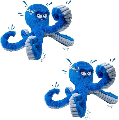 Large Dog Toys, Squeaky Dog Toy, Stuffed Crinkle Blue Octopus Toys 2 Pack by LEGENDSANDY