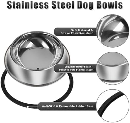 3Pcs Stainless Steel Dog Bowls Set - Non-Slip Food and Water Bowl 20 Oz - Dishwasher-Safe, Rust Resistant Metal Pet Bowls for Small/Medium/Large Sized Pets - Image 4
