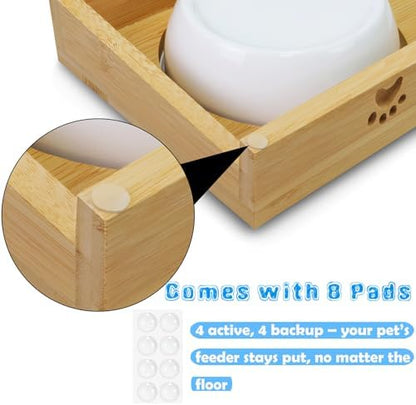 Elevated Cat Bowls,Shallow Wide Whisker Friendly Cat Food & Water Bowl Set - Image 6