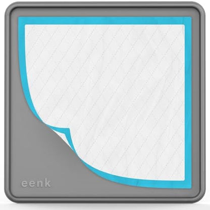 Pee Pad Tray Holder for Dogs - Fits Up to 25 x 25 in. Square Potty Training Pads No Spill Raised Lip High Edge Silicone Mat, Extra Thick and Non-Slip for Indoor Floor Protection (Large, Grey) | eenk by eenk