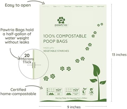 Pawtria Home Compostable Dog Poop Bag Rolls, 480 Bags, 32 Rolls - Image 3