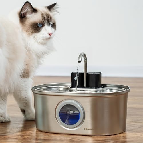 PawsPik Cordless Automatic Dog & Cat Water Fountain Stainless Steel, 3.2-L by PawsPik