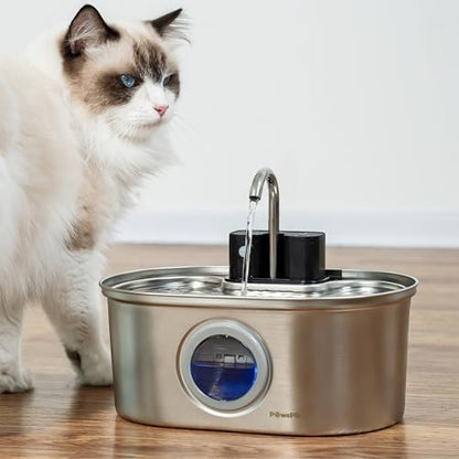 PawsPik Cordless Automatic Dog & Cat Water Fountain Stainless Steel, 3.2-L by PawsPik