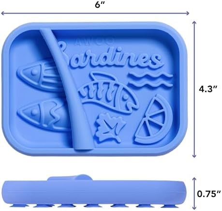 Awoo Sardina - Silicone Lick Mat + Slow Feeder for Cats & Small Dogs - Non-Slip Design with Suction Cups - Dishwasher Safe Pet Dish - Extends Mealtime and Reduces Anxiety - for Wet & Dry Food (Cobalt) - Image 2