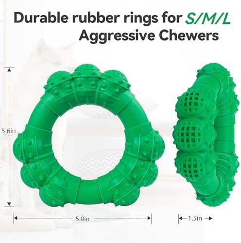 Indestructible Dog Chew Toys for Aggressive Chewers, Super Dog Chewer Toys for Medium Large Dogs, Interactive Dogs Ring Toy, Heavy Duty Teething Toys - Image 2