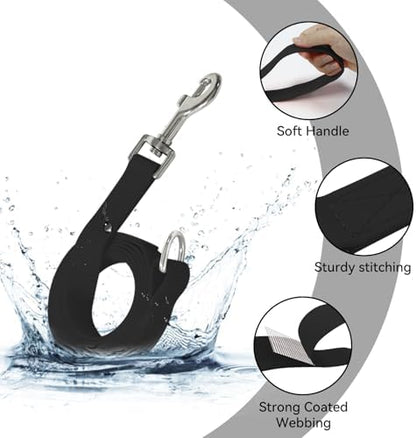 Waterproof Dog Leash, 5/6 FT Durable Odor-Proof Dog Leashes with Strong Metal Hooks Fits Small Medium or Large Dogs (Black, 5FT - 3/4 inch Width) - Image 2