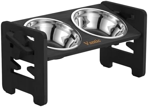 Vantic Elevated Dog Bowls, Raised Dog Bowl Stand Adjustable Small, Black by Vantic