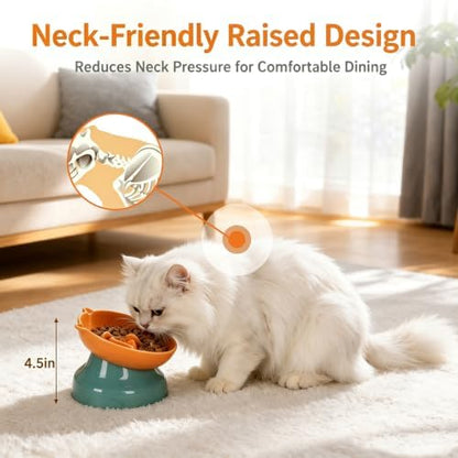 Ceramic Slow Feeder Cat Bowl, 15-Degree Tilted Non-Slip - Image 3