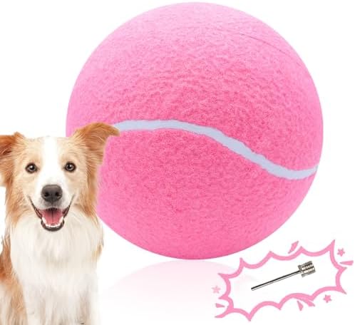 Banfeng Big Tennis Ball for Dogs, Giant Dog Tennis Ball Toy Large Outdoor Sports Gift for Small Medium Large Dog (Pink, 9.5 inch) by Banfeng