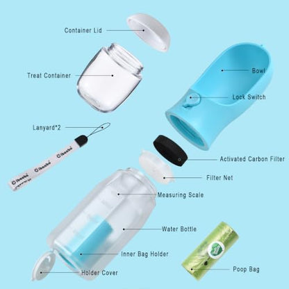 Cibaabo Dog Water Bottle with Food Container & Poop Bag Holder & Filter - Image 3
