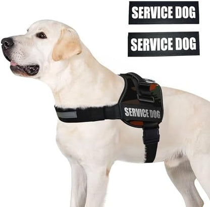 ALBCORP Service Dog Vest Harness – Reflective Service Animal Vest, No-Pull Harness with Handle & Mesh Padding – Sizes XXS-XL for Puppies – 2 Removable Service Patches Included (Extra Large,Green Camo) - Image 2