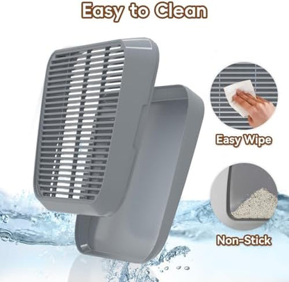 Elevated Litter Box Ramp/Steps for Kittens & Old Cats,Washable Litter Catcher Stairs for Automatic Cat Litter Box,Anti-Tracking Cat Litter Mat Pedal with Filter,Easy to Clean (Dark Grey) - Image 5