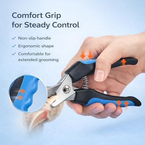 Dog & Cat Nail Clippers & Trimmers - Extra Sharp Dog Clippers with Stainless Steel Blades & Safety Guard to Avoid Overcutting - Ergonomic Cat Nail Clippers with Non-Slip Grip & Lock Feature - Image 5