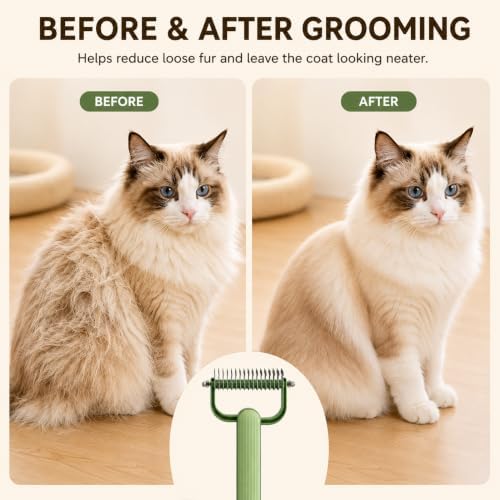 Dual-Sided Dematting Comb for Dogs & Cats, Undercoat Rake for Long Hair - Image 5