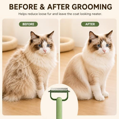 Dual-Sided Dematting Comb for Dogs & Cats, Undercoat Rake for Long Hair - Image 5