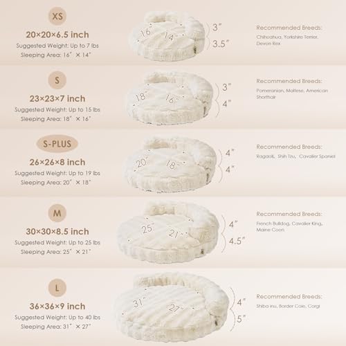 EHEYCIGA Dog Bed Medium Size Dog, Fluffy Small Dog Couch with Removable Washable Cover, Bolster Pet Sofa, Waterproof and Non-Slip, 30" x 30"x 8.5", Cream - Image 2