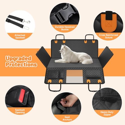 Dog Car Seat Cover for Back Seat,Hard Bottom Hammock Hold 400lbs For Cars - Image 7