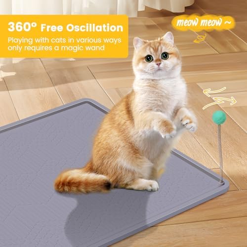 Silicone Cat Litter Mat with Toy, 38x25 Inch Large - Waterproof, Easy Clean Trapping Mat for Kitty Litter Box, Non-Slip Litter Box mat for Hardwood Floors & Carpet Protection (Grey) - Image 6