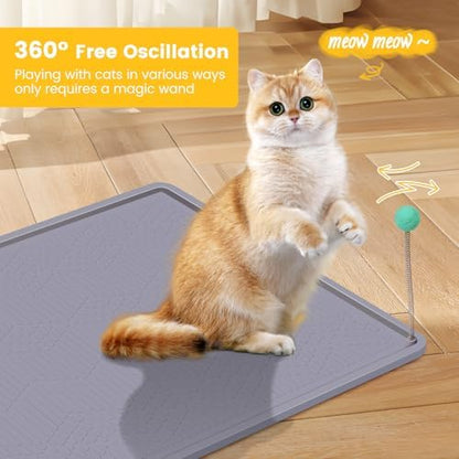 Silicone Cat Litter Mat with Toy, 38x25 Inch Large - Waterproof, Easy Clean Trapping Mat for Kitty Litter Box, Non-Slip Litter Box mat for Hardwood Floors & Carpet Protection (Grey) - Image 6