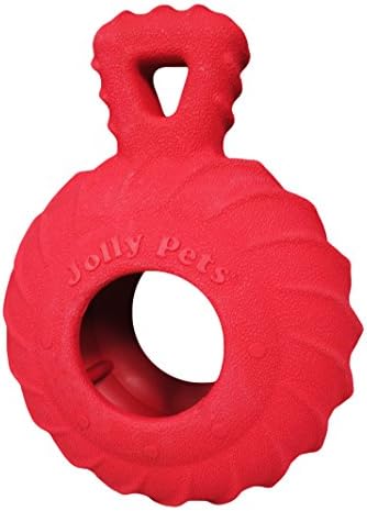 Jolly Pets Tuff Treader Dog Toy with Handle, 6 Inches, Red, Model:JTR23, All Breed Sizes by JollyPets
