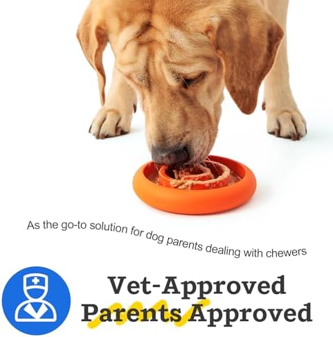 Slow Feeder Lick Mat for Dogs - Keep Them Busy - Natural Rubber Dog Frozen Treat Toys - Durable Interactive Enrichment Toys - Licking Dish for Dog De-Stressing, Orange - Image 6