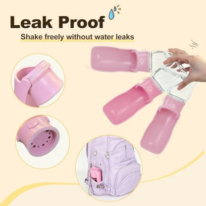 Foldable Dog Water Bottle, 12 oz Leak Proof Portable Dispenser (Pink-1) - Image 4