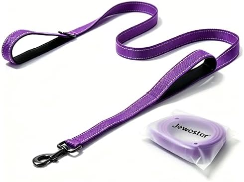 Heavy Duty Dog Leash - 2 Handles by Padded Traffic Handle for Extra Control, 6foot Long - Perfect for Medium to Large Dogs (Purple, 6 ft) by JEWOSTER