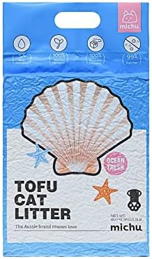Michu Tofu Cat Litter Natural Clumping Tofu Cat Litter, Fast Clumping and Easily Scoop-able 5.5lb/88oz 5 Scents - Ocean Fresh, 3 Pack by Michupet