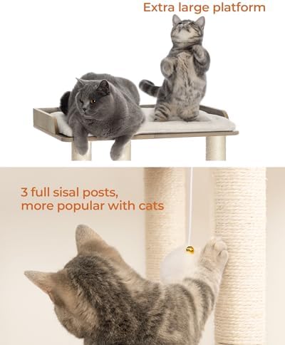 FourFurPets Modern Cat Tree for Large Cats, Full Sisal Cat Scratching Post - Image 4
