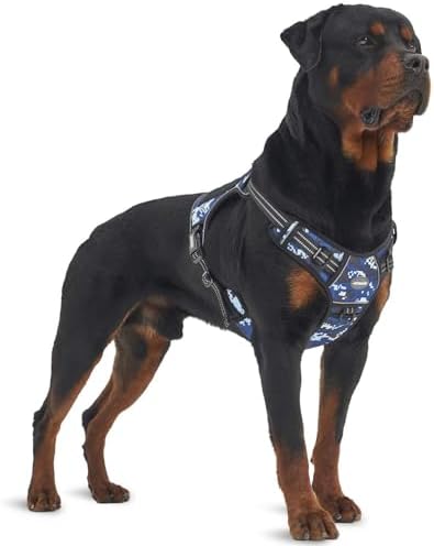 Auroth Tactical Dog Training Harness No Pulling Front Clip Leash Adhesion Reflective K9 Pet Working Vest Easy Control for Small Medium Large Dogs Blue Camo XL by AurothPets