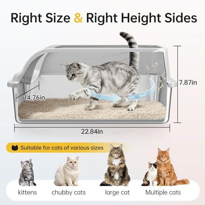High-Sided Stainless Steel XL Cat Litter Box for Cats - Image 2
