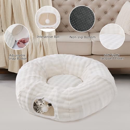Bubble Round Cat Tunnel for Indoor Cats, Cream White - Image 3
