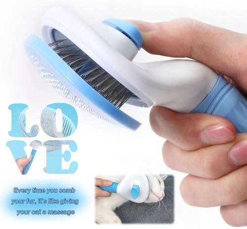 Cat Brush Self Cleaning, Ergonomic Handle,Slicker Cat Brush with Release Button,Tool Suitable for Cats and Dogs Pet Hair Cleaner, Easy to Remove Loose Undercoat ﻿ ﻿ - Image 6