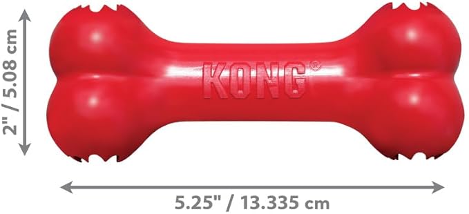 KONG Goodie Bone Small 2 Pack - Classic Durable Natural Rubber Dog Bone- Treat Dispensing - Red - for Small Dogs (2 Pack)