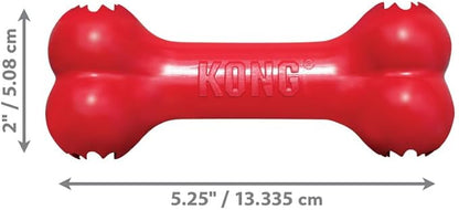 KONG Goodie Bone Small 2 Pack - Classic Durable Natural Rubber Dog Bone- Treat Dispensing - Red - for Small Dogs (2 Pack)