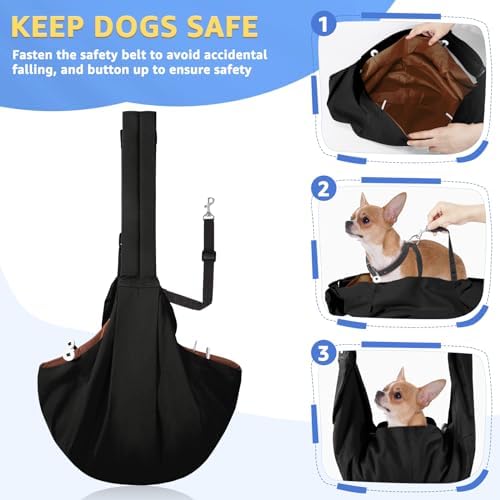 SlowTon Dog Carrier Sling - Thick Padded Shoulder Strap Adjustable, Black M - Image 4