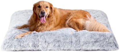 EHEYCIGA Fluffy Dog Crate Bed, Plush Extra Large Dog Pillow, Grey by EHEYCIGA