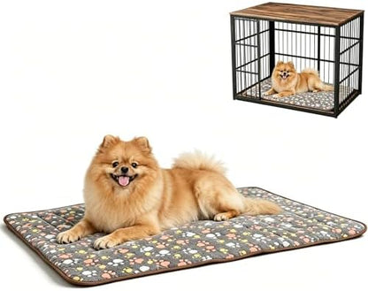 Washable Dog Bed Mat, Upgraded Non-Slip Durable Dog Bed, Soft and Comfortable, Machine Washable Luxury Kennel Pad, Paw Pattern Design Kennel Beds Mats for Large Medium Small Pets, 27.6" x 21.7" by Unknown