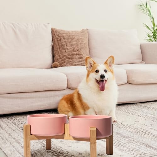 Elevated Ceramic Dog Bowl, 3.6 Cups Dog Food and Water Bowl Set with Stand - Image 6