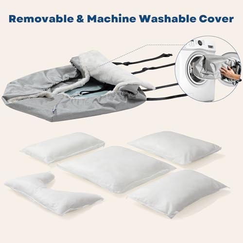 Milk and Soda Small Dog Car Seat Bed for Small Dogs Under 20 LBS with 2-Sided Pillow, Side Pockets, Built-in Leash, Machine Washable Cover, Light Gray (Gray, Small) - Image 5