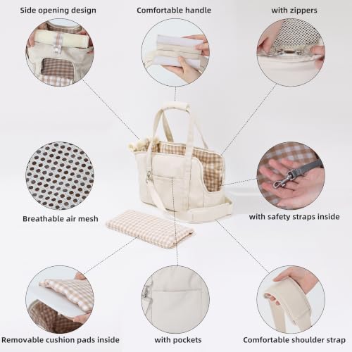 Casual Crossbody Bag for Pets, Hands-Free Shoulder Pet Bag | Fully Openable Sunroof Cover with Mesh Window, Pet Carrier Purse for Small Dogs and Cats (Can Hold 10 Pounds) - Image 2