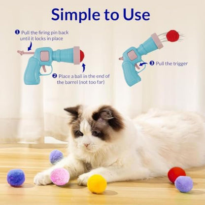 Pet Fit For Life Cat Ball Launcher - Interactive Cat Balls Toy, Medium Blue - Image 2