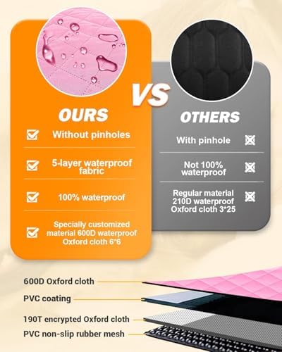 Dog Car Seat Cover, 600D Heavy Dute Car Seat Cover for Dogs Pets, 100% Waterproof Anti-Scratch Nonslip Dog Hammock for Cars, Seat Covers Protector with SeatBelt for Sedan SUV Truck Standard Pink - Image 2