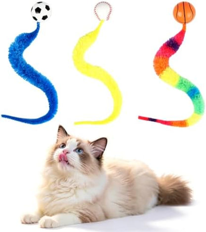 SHENGSEN Bouncy Ball with Tail Cat Toys 3 Pieces by SHENGSEN